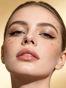 1pc Starlight Rhinestone Themed Face Makeup Sticker, Multi-Size Eight-Pointed Star Metal Line Rhinestone Elements, Can Decorate Eyes And Cheeks, Party Gathering Portrait Photography Styling Decoration, Self-Adhesive Makeup Accessory - Multicolor - View 3