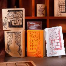 Wooden Stamp, Vintage Curtain Decorative Stamp, Suitable For Planner, Scrapbook, Diary, Photo Album DIY Crafts - Multicolor - View 4