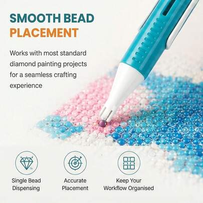 1 Set Diamond Painting Accessories Pen, Automatic Bead Dispenser, No Glue/Wax Needed, Easy One-Handed Operation, Suitable For Beginners And Professionals, Smooth Bead Flow And Anti-Clogging, Perfect Gift For Diamond Painting Enthusiasts