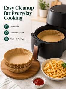 25/50/100pcs Air Fryer Paper Liners, Round, Kitchen Accessories, Non-Stick Baking Paper, Air Fryer Accessories, Oil-Proof And Water-Proof, Suitable For Baking, Roasting And Microwave Use - Multicolor - View 10