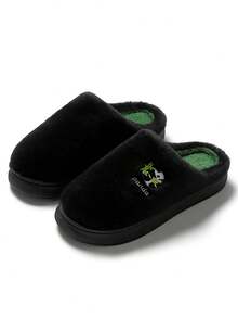 Men's Black Panda Fuzzy Indoor/Outdoor Closed-Toe Slippers, Cute - Black - View 2