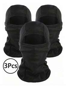 1pc/2pcs/3pcs Unisex Solid Color Single-Hole Balaclava Headwear Set, Full Face Mask For Cycling, Suitable For Daily Wear And Outdoor Activities - A - View 1