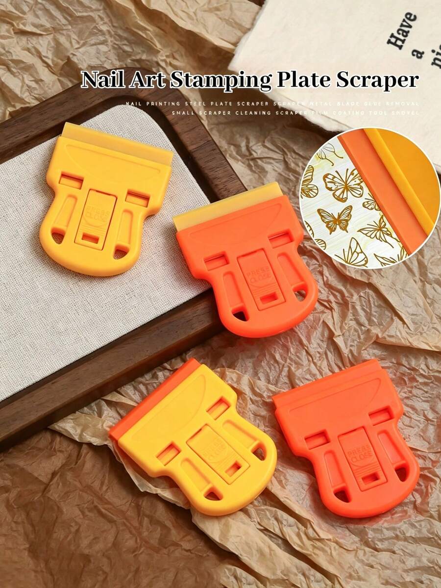 BAOSHIMAN Nail Art Print Template Scraper, Multi-Functional Cleaning Scraper, Suitable For Nail Transfer Plates, Durable Plastic Handle, Portable Nail Art Tool For Cleaning, Removing Glue And Scraping Nail Polish, Suitable For Home DIY Nail Artists - Multicolor - View 1
