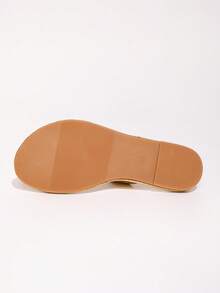Dual Solid Color Elegant Cross Strap Sandals Party Autumn/Winter Lightweight Slippers - Gold - View 9