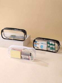 Summer Transparent Pencil Case Set, Transparent Pencil Box With Zipper PVC Waterproof Makeup Storage Bag, Perfect For Summer, Back To School, Teacher's Day, Graduation, Birthday, Hall - Multicolor - View 2