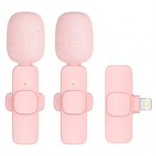Pink Solid Color Wireless Lavalier Microphone Compatible With Iphone IOS, Plug And Play Clip-On Lapel Microphone, Mini Clip-On Lightning Microphone Compatible With Iphone, Clip-On Microphone For Video Interview Vlog, Mini Microphone, Wireless Clip-On Microphone, Wireless Lavalier Microphone, Wireless Mini Microphone Spring Mother's Day Gift - Pink - View 2