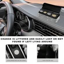 1pc Car Shiny Coin Storage Box With 4 Compartments Crystal Rhinestone Organizer Diamond Coin Dispenser For SUVs Sedans Trucks Interior Accessories Car Organization Solutions Bling Auto Holder - Silver - View 5