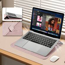 حقيبة لابتوب من جلد PU من SENLASI 3 في 1 مع حامل مبطن - حقيبة لابتوب مريحة ل- MacBook Air Pro 13 14 بوصة M1 M2 M3، Neo A18، حقيبة لابتوب مع وسادة ماوس مدمجة، خفيفة الوزن، عالية الجودة، وردي - مشاهدة 7