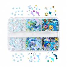 閃亮海豚海馬海星亮片樹脂填充料，圓形片狀環氧樹脂填充，海洋鑰匙圈 DIY 手工珠寶製作 - 彩色 - 查看 4