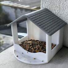 1pc House-Shaped Bird Feeder, Bird Seed Tray, Waterproof Tile Roof & Easy Refill Design, Outdoor Garden Decor, Suitable For Garden, Yard And Backyard Bird Watching, Ideal Gift For Bird Lovers - Multi-color - View 6