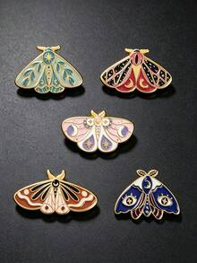 5/6/10/12/20/24pcs/Set Random Style Butterfly Enamel Badge Set Cute Enamel Backpack Badge Butterfly Brooch Round Collar Badge Steampunk Style Women's Badge Jewelry (Color/Style Random) - Butterfly - View 4
