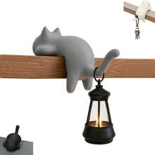 1pc Cat Night Light Bookshelf Ornament, Multifunctional Tail Hook For Hanging Keys, Atmospheric Home Decor, Creative Holiday Gift For Cat Lovers, Cat Hanging Light Ornament, Bookshelf Edge Cat Hook Decoration, Key Hanging Night Light Home Desktop Creative Craft (Light Not Included) - Multicolor - View 5