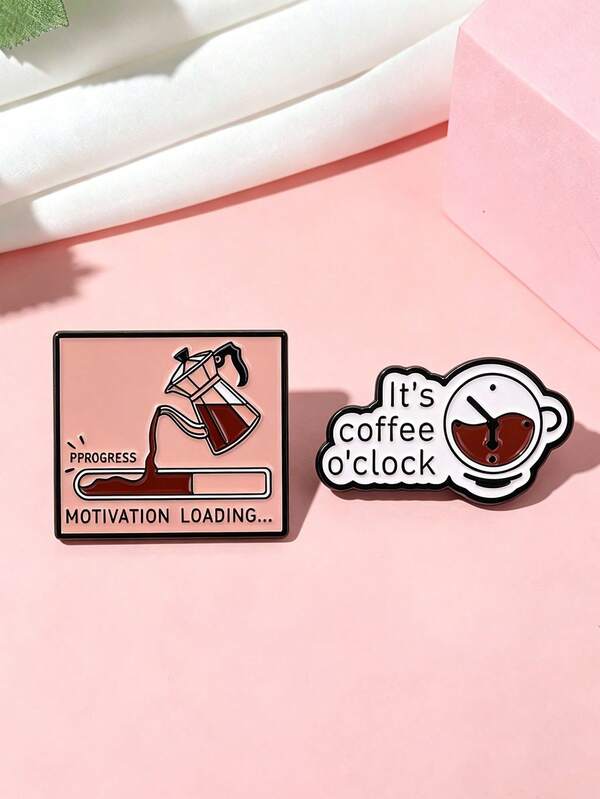 Broche divertido con tema de café, eslogan creativo en inglés, alfiler de metal para decoración de bolsos y ropa, insignia pequeña