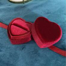 Vintage Heart-Shaped Mini Ring Box, Single Diamond Ring Box, Proposal Ring Box, Wedding Ceremony Ribbon Necklace Box, Jewelry Prop Storage Box - Multicolor - View 3