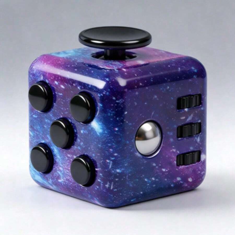 1 Set 6-Sided Starry Sky Multicolor Stress Relief Anti-Anxiety Handheld Fidget Toy, Suitable For ADHD Autism Sensory Training, Birthday Party Gift - A - View 1
