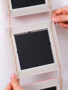 1pc Pink Hanging Photo Frame, Suitable For Displaying Mother And Baby Commemorative Photos, Decorative Frame For Displaying Multiple 4x4 Inch Square Photos, Creative Wall Decor For Baby Room, Storage And Display Of Children's Commemorative Photos, Single Frame Without Photos - Multicolor - View 7