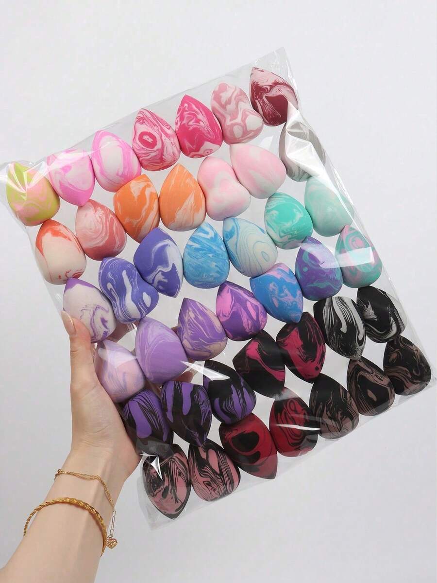 3/5/10/15/20/30/50pcs Makeup Sponges, Random Colors And Shapes, Powder, Cream And Liquid Foundation, Latex-Free, Suitable For Wet And Dry Use, Suitable For All Skin Types - Multicolor - View 1