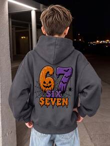 [Halloween] 1pc Halloween Spider Web Spider #67 Kids Sweatshirt Dark Grey 6-7 Years Old Birthday Boys Girls Spring/Autumn - Dark Grey - View 2