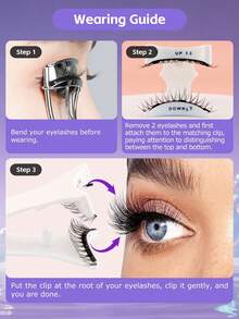1 Pair Magnetic Fox-Style Winged False Eyelashes Set, Mink-Like Soft & Lightweight, Reusable Layered Lashes With Secure Root, Waterproof - Black - View 4