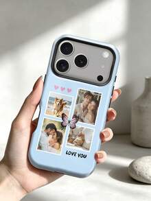 1 buah Casing Ponsel Magnetik, Film Mengkilap 2-in-1 Desain Perlindungan Penuh, Casing Pelindung 3 Foto Hati yang Dapat Disesuaikan dengan Berbagai Warna Dasar, Desain Gaya Kupu-kupu, Kompatibel dengan iPhone 17 Pro Max/Air/17 Pro/17/16/15/14/13/12/11 - MultiWarna - View 3