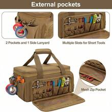 Men's Tool Storage Bag, Multi-Functional Work Handbag, Range Bag, EDC Bag, Car Tool Bag, Mechanical, Electrical, Carpenter, Architect, Plumber, Engineering Maintenance, Home Appliance Repair Tool Bag, Motorcycle Riding Bag - Brown - View 5