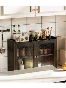 Modern Style Black Storage Cabinet With Fashionable Transparent Door Design, 2 Storage Compartments, Multi-Functional Dining Table Storage Unit, Suitable For Dining Room, Bathroom, Living Room And Bar Area, Stylish And Durable - Black - View 2