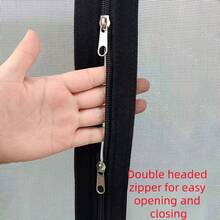 Black Mesh Screen With Black Edge Left-Side Zipper, Fine Mesh Strong Mosquito & Insect Protection, Zipper Opening For Ventilation, Home Use - Black Mesh With Black Trim, Left-opening Zipper. - View 5