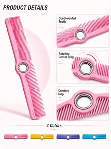 1pc Rotating Bearing Hairdressing Comb With Double-Sided Dense And Sparse Teeth, Anti-Slip And Durable Plastic Hairdressing Tool, Suitable For Home And Salon Use, Anti-Static And Non-Tugging Hair Comb, For Sectioning And Trimming Bangs And Long Hair, Portable Double-Sided Design, Professional Hairdresser Hair Cutting Comb, Suitable For Combing Hair And Salon Styling Tool - Multicolor - View 3