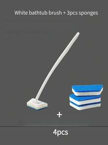 4/3/2pcs Long Handle Bathroom Sponge Brush, Multi-Functional Bathtub Tile Scrubber, Replaceable Brush Head, Lightweight Cleaning Tool, Suitable For Shower, Wall, Floor, Glass, Sink, Toilet, Kitchen Countertop, Home Bathroom Cleaning And Daily Use - Multicolor - View 12
