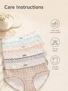 Mystèrelle Set 4 quần lót nữ họa tiết lưới viền bèo nhiều màu - Nhiều màu - Xem 6