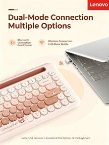 Lenovo Wireless Keyboard, USB Receiver, Quiet Keys, Ergonomic, Universal For Office, Study, Desktop, And Laptop - View 8