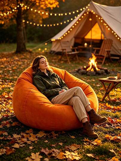 4/1 pièce Canapé pouf gonflable de couleur unie doux, fauteuil de détente pliable portable confortable, convient aux adultes et à l'usage familial, intérieur extérieur camping toutes saisons