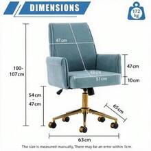 Height-Adjustable Office Swivel Chair With A Medium-High Backrest, Striped Upholstery, And Ergonomic Design – The Ideal Choice For Work, Study, Or Relaxation. The Medium Back Support Offers Excellent Support. - Dusty Blue - View 7