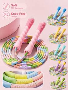 Adjustable Knot Jump Rope With Non-Slip Thumb Grip And Color-Coded Beads - Lightweight And Portable Jump Rope Suitable For Gyms, Travel, Beginners, Fitness Workouts, And Professional Training - Multi-Color Design To Suit Different Skill Levels. - Multicolor - View 8
