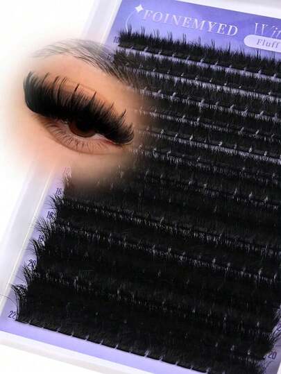 160D Spiky Cluster False Eyelashes, 10-22mm Thick Spiral Single False Eyelash Extensions, Cartoon Style, D-Shape Single False Eyelash Extensions, Suitable For Home Use