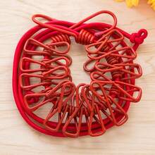 1pc Travel Clothes Hanger With Clips + Brush, Hotel Portable Elastic Retractable 12 Clips Colorful Clothesline - Multicolor - View 13