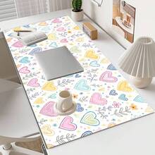 Extra-Large Desk Mat With Cute Colorful Heart And Floral Design – Rubber Base; Perfect For Gamers And An Ideal Gift For Gaming Enthusiasts; Washable And Durable; Professional Gaming Setup | Desk Mat | Mouse Pad - Mouse Pad - View 2