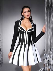 Bernatova Women's Summer Straps Mini Bandage Dresses , Slimming Backless Slimming Party Dresses For Birthday , Wedding Guest , Cocktail , Dinner Party - Black - View 1