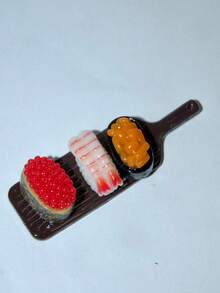 1 Set Japanese Sushi Miniature Toy Model Collection, Textured Roe, Shrimp, Sea Urchin, With Mini Wooden Tray, Fine Motor Skill Development And Focus Tool, Ideal Holiday Gift - Multicolor - View 11