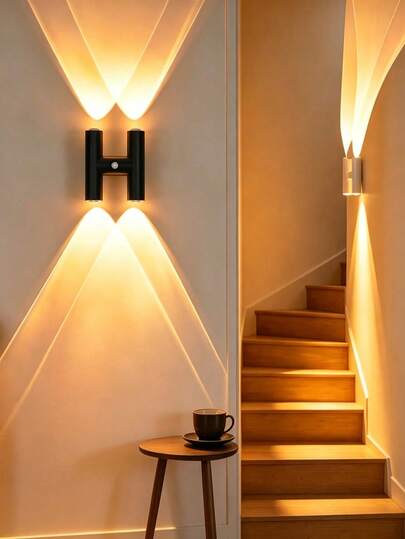 1 pieza Lámpara LED recargable USB sin taladro montada en la pared, aplique de pared de ambiente negro y blanco con cambio de 3 colores, iluminación decorativa para dormitorio, sala de estar, pasillo, regalo perfecto para Navidad, Halloween, fiesta de cumpleaños
