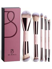 BS-MALL 5PCS Double-Sided Makeup Brush Set Wholesale Eyeshadow Powder Foundation Contour Vegan Make Up Brushes - Pink - View 9