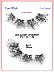 ENCHUW 7 Pairs Messy Natural Cat Eye Lashes Clear Band Lashes Cat Eye Look Wispy Lashes Eye End Elongated Full Strip Soft Natural False Eyelashes - Black - View 4