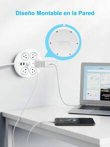 ONEEKA Multifunctional Power Strip With 4 USB Ports And 6 Outlets, Overload Protection, And Made With Wear-Resistant Materials. - MC-622U - View 7