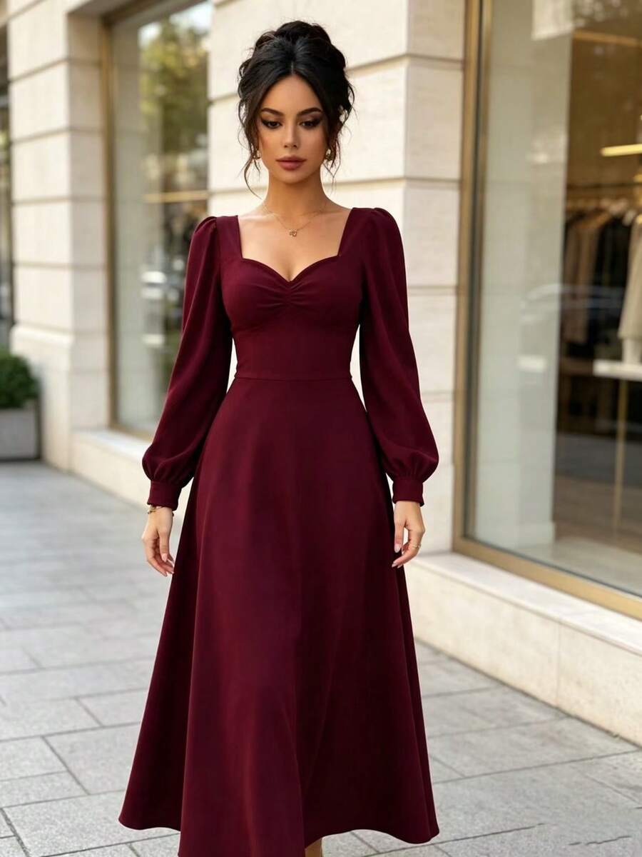 Plus Size Dresses - Burgundy - View 1