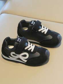 Kids' Bowknot Decor Hook & Loop Closed-Toe Anti-Kick Casual Sports Shoes For Boys And Girls - Black - View 3