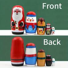 1 Set 5 Boneka Matryoshka Tradisional Rusia - Menampilkan Gambar Santa Claus (Bahasa Rusia: Санта), Hadiah Natal dan Ulang Tahun, Koleksi Dekoratif - MultiWarna - View 5