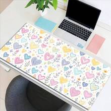 Extra-Large Desk Mat With Cute Colorful Heart And Floral Design – Rubber Base; Perfect For Gamers And An Ideal Gift For Gaming Enthusiasts; Washable And Durable; Professional Gaming Setup | Desk Mat | Mouse Pad - Mouse Pad - View 1