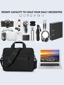 15.6 Inch Waterproof Laptop Bag, Expandable Briefcase, Unisex Messenger Bag, Suitable For Business Travel And College, Grey, Padded Tech Compartment - Multicolor - View 6