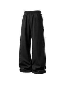 Women's Spring/Autumn Casual Fashion Straight Leg Pants, Minimalist Outdoor Streetwear - Black - View 3