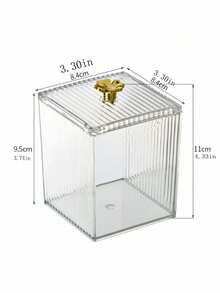 1pc Dust-Proof Transparent Plastic Cosmetic Storage Box With Lid, Suitable For Cotton Swabs, Lipsticks, Hair Clips, Makeup Sponges And Beauty Tools, Desktop Vanity Storage Box, Suitable For Home, Bathroom, Vanity - Clear - View 4